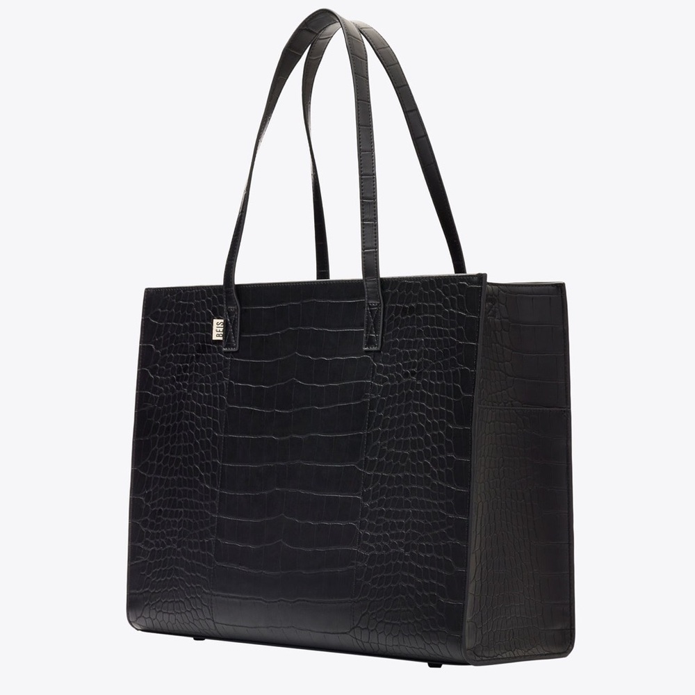 BEIS THE LARGE WORK TOTE IN BLACK CROC